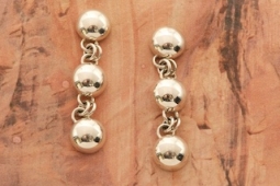 Artie Yellowhorse Sterling Silver 3 Dome Earrings